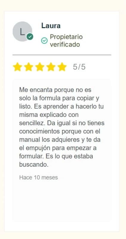 Testimonio de alumna del curso online de champú sólido natura