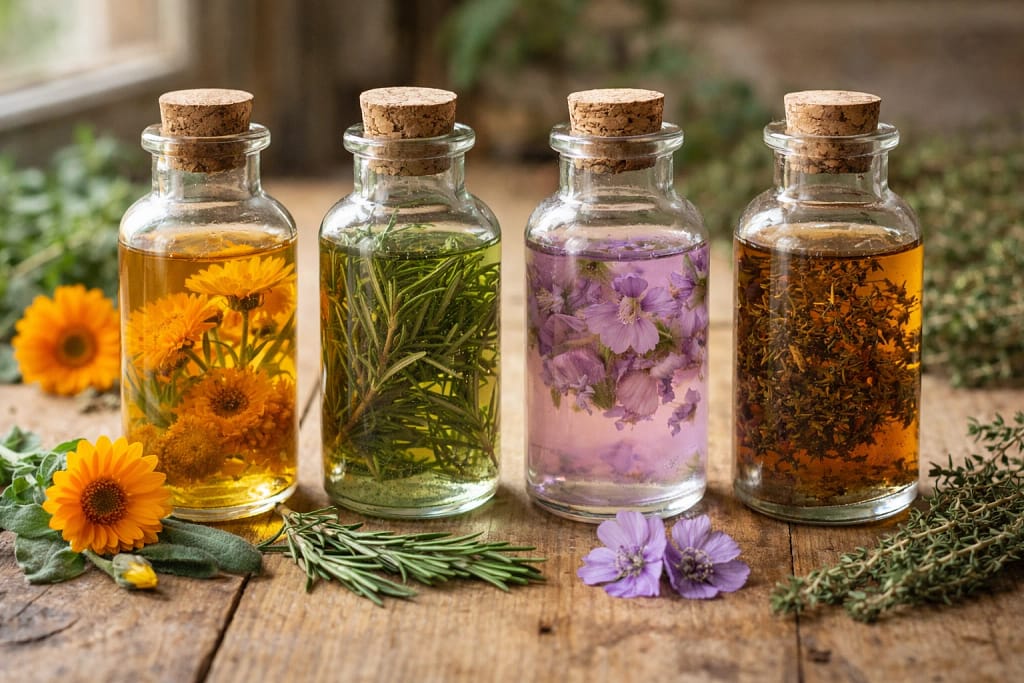 Extractos vegetales (oleatos y tinturas) para uso en cosmética natural