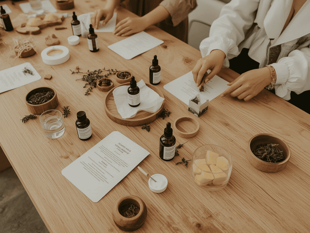 imagen de un taller de cosmetica natural y plantas medicinales en barcelona impartido por natalia de naturmentallers