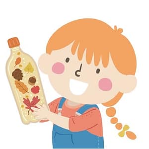 niña elaborando recetas con plantas medicinales en un frasco