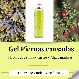 Creación de gel para aliviar piernas cansadas con algas y extractos vegetales en taller presencial barcelona