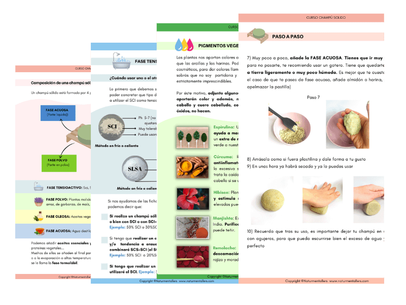 Material del curso de champús sólidos con guías paso a paso y formulaciones