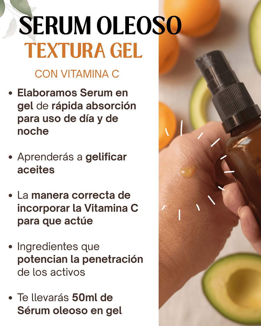 Sérum Facial Oleoso con Vit C + Yoga Facial 2 taller presencial de cosmetica natural en barcelona serum vit C + yoga facial