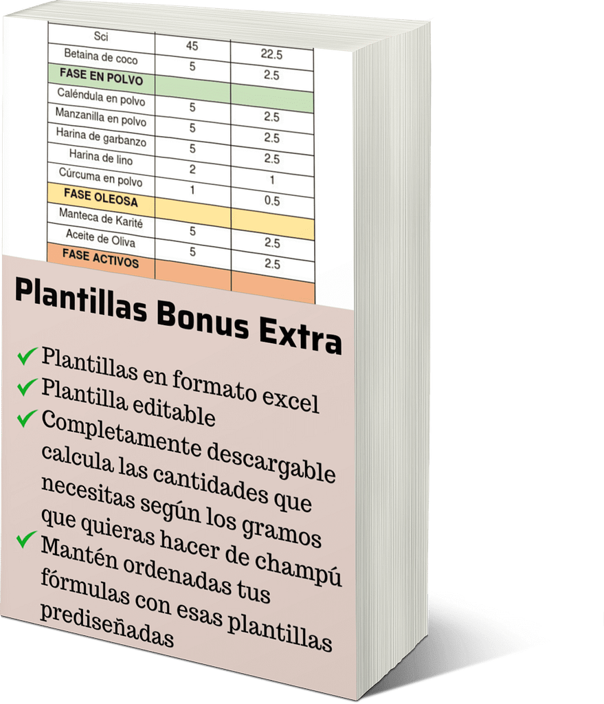 Plantilla calculadora para formular champús sólidos con porcentajes automáticos