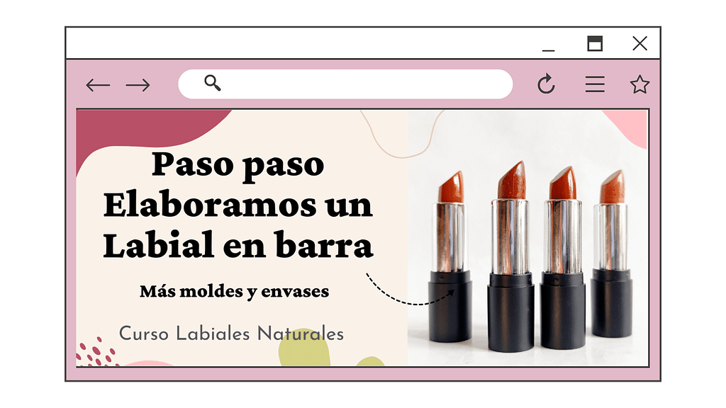 Portada de vídeo del curso de labiales naturales explicando el paso a paso para crear barras de labios con pigmentos naturales